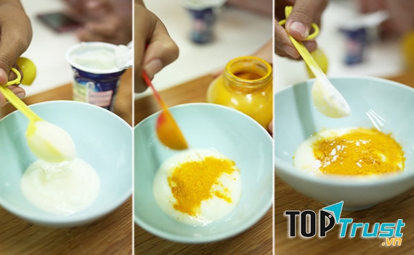 Sử dụng hỗn hợp mặt nạ bột nghệ, bột mì và sữa
