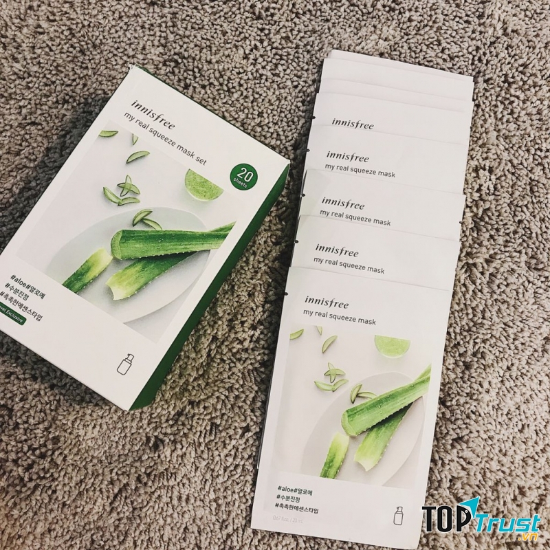 Mặt Nạ Giấy Cấp Nước & Làm Dịu Da Từ Nha Đam Innisfree My Real Squeeze Mask - Aloe