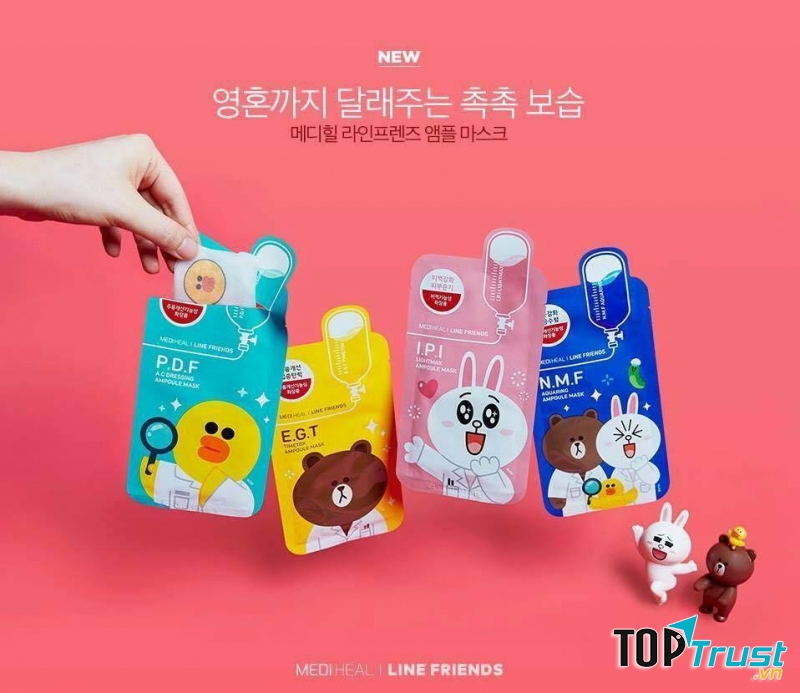 Mặt Nạ Giấy Line-Friends Ampoule Mask Sheet