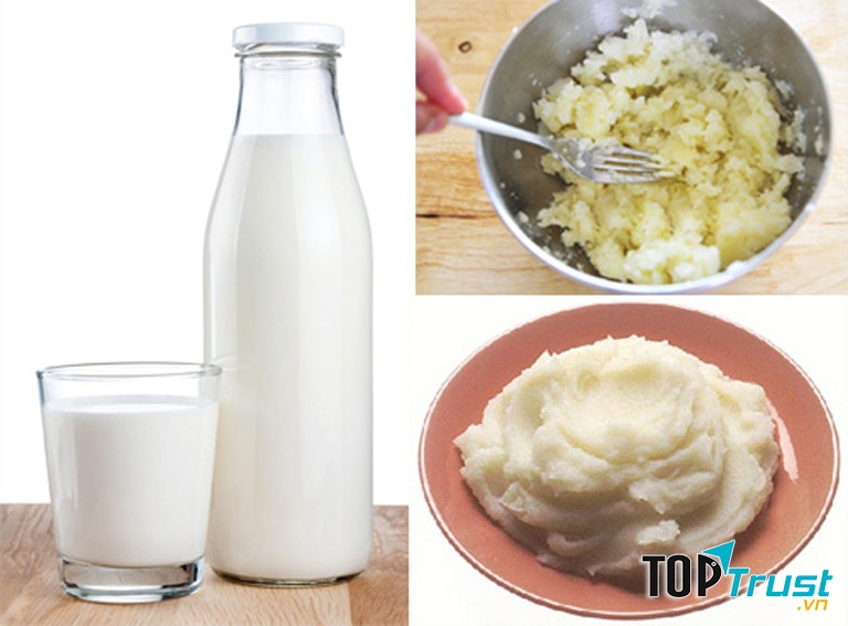 Mặt nạ khoai tây, sữa chữa, dầu dừa