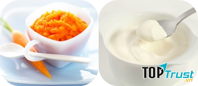 Mặt nạ trắng da từ cà rốt và sữa chua