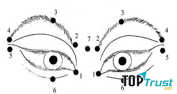 Các huyệt quan trọng khi mát xa mắt.