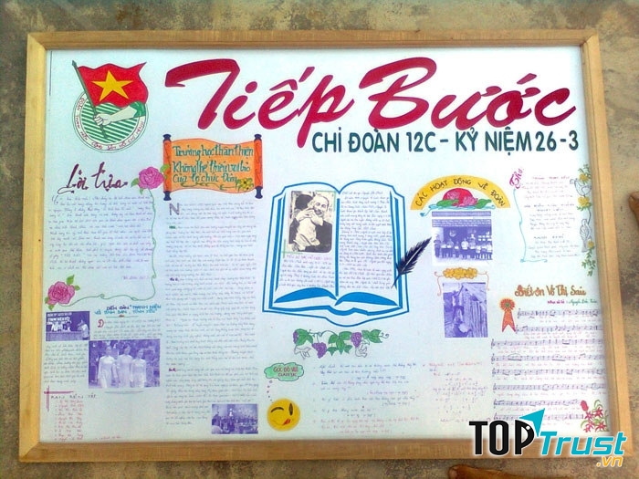 Mẫu báo tường bằng các bài báo chủ đề tiếp bước