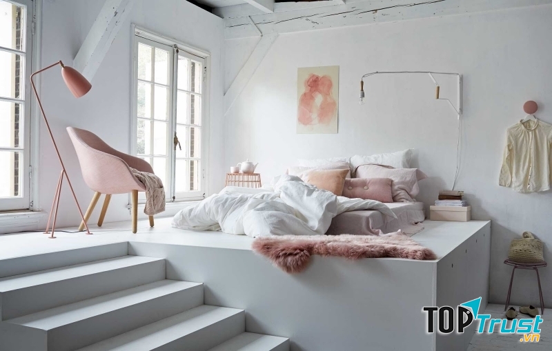 Chọn tông màu sáng trông sẽ sạch sẽ và rộng rãi hơn