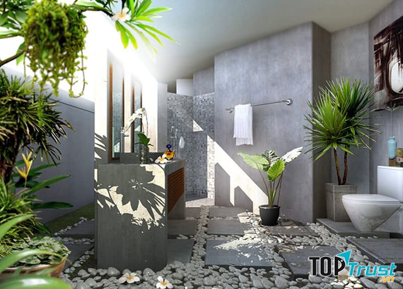 Mẫu thiết kế nhà tắm với phong cách thông thoáng