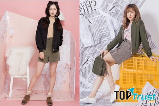 Những mẫu áo bomber được bán tại May thường có kiểu dáng đơn giản, dễ dàng kết hợp với nhiều kiểu trang phục khác nhau từ quần ôm, quần baggy cho tới các loại chân váy