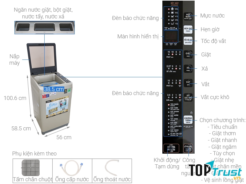 Máy giặt 9KG Aqua AQW-D90CT.S