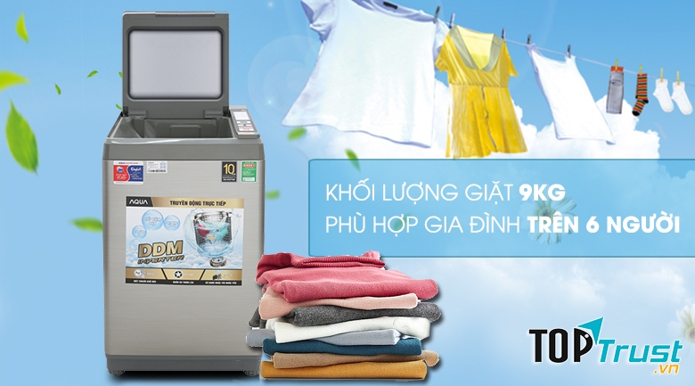 Máy giặt 9Kg Aqua AQW-DK90CT.S
