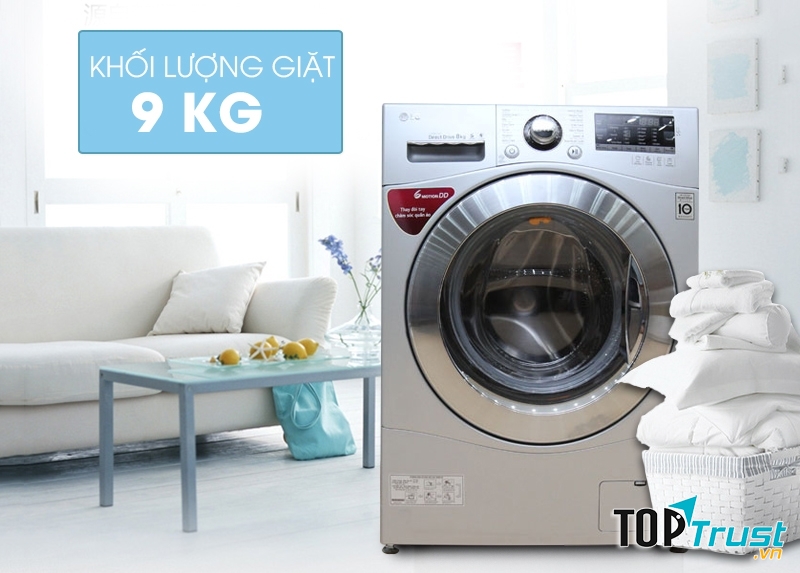 Máy giặt cửa ngang LG F1409NPRL có khối lượng giặt là 9kg