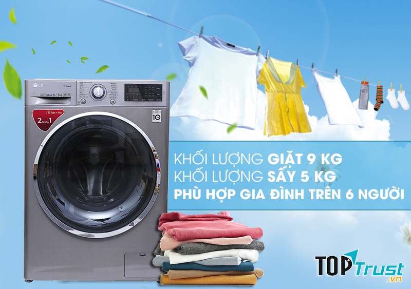 Máy giặt sấy LG Inverter 9kg FC1409D4E