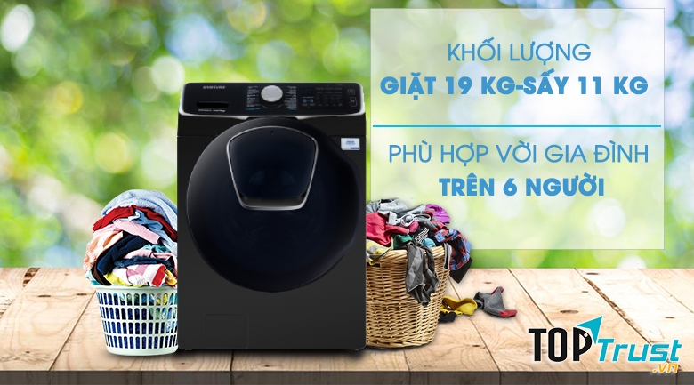 Máy giặt sấy Samsung Add Wash Inverter 19 kg WD19N8750KV/SV