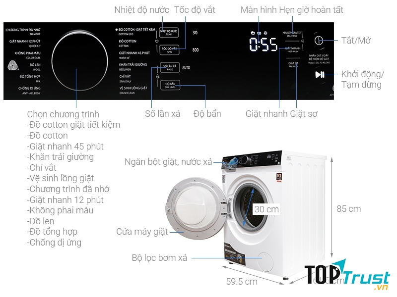 Máy giặt Toshiba Inverter 8.5 kg TW-BH95M4V