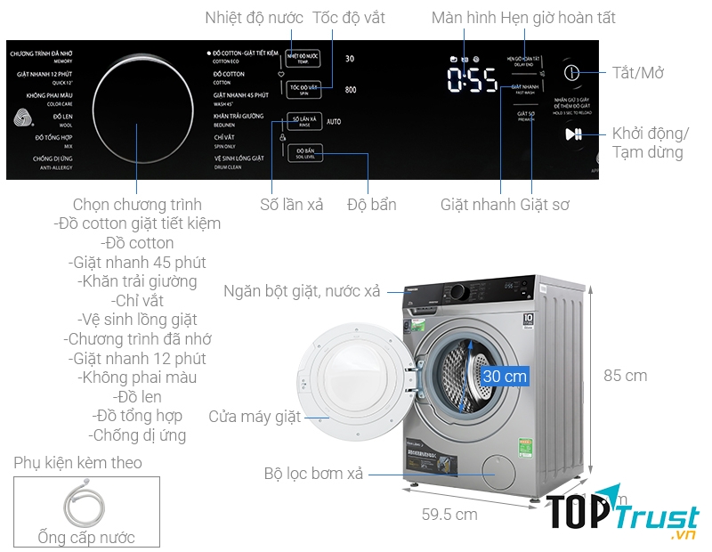 Máy giặt Toshiba Inverter 8.5 kg TW-BH95M4V SK