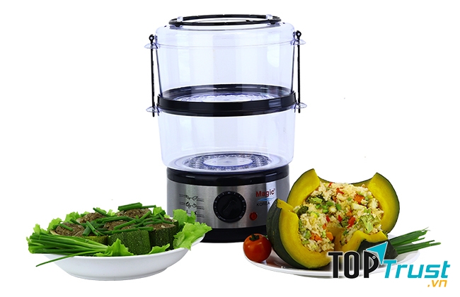 Máy hấp thực phẩm Magic Korea A64 thiết kế nhiều tầng dễ sử dụng