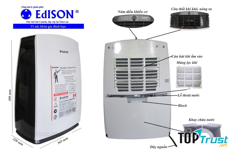 Máy hút ẩm EDISON ED-16B