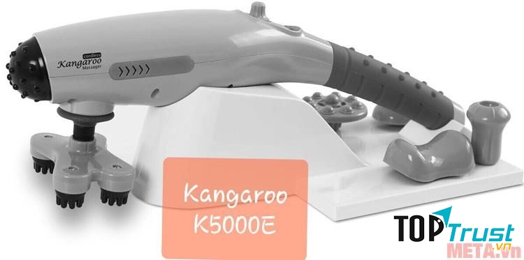 Máy massage cầm tay pin sạc Welbutech Kangaroo K-5000E sở hữu 5 đầu massage riêng biệt