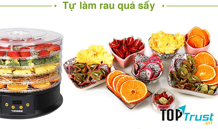 máy sấy hoa quả đa năng Tiross TS9682 tự làm hoa quả sấy dễ dàng