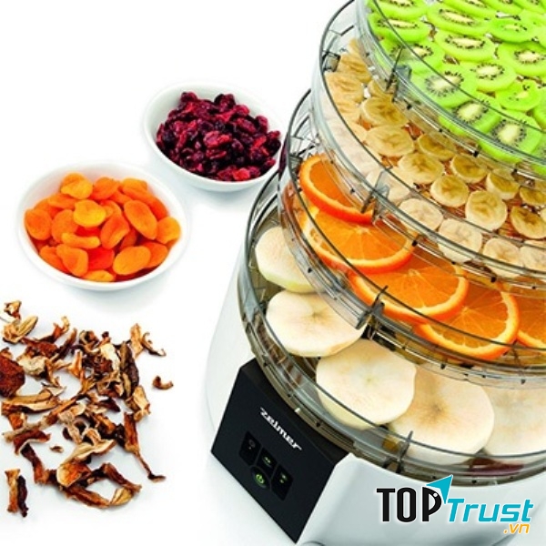 MÁY SẤY THỰC PHẨM ZELMER FD1001 với 4 khay sấy riêng biệt giúp sấy được nhiều thực phẩm
