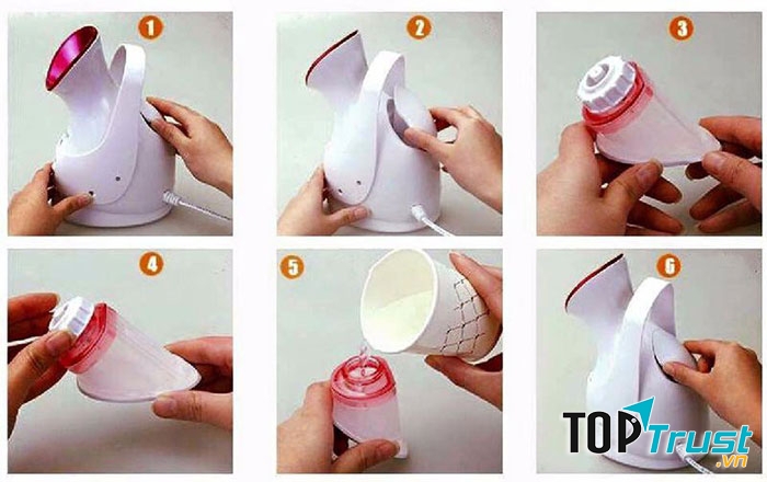 Các bước sử dụng Máy xông mặt hơi nước Sokany ZJ608﻿