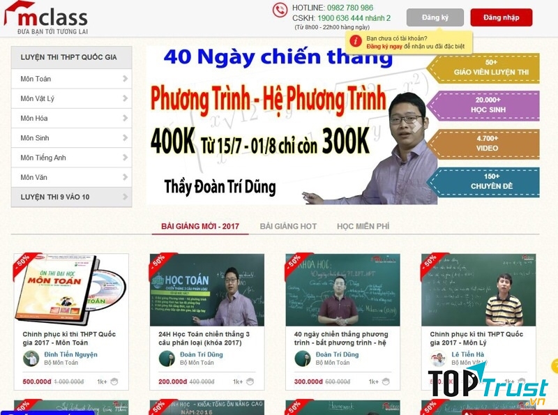 Website luyện thi đại học Mclass.vn