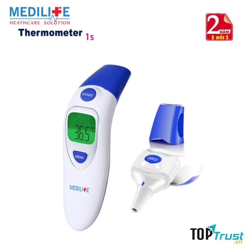 Nhiệt kế điện tử hồng ngoại đo tai và trán Medilife