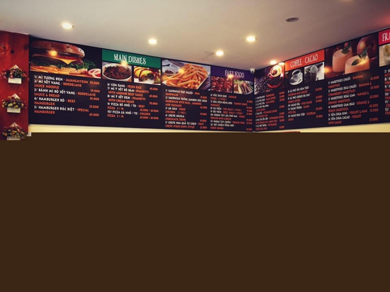 Menu của quán