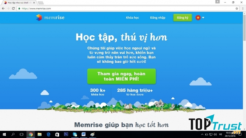 Giao diện của trang web Memrise