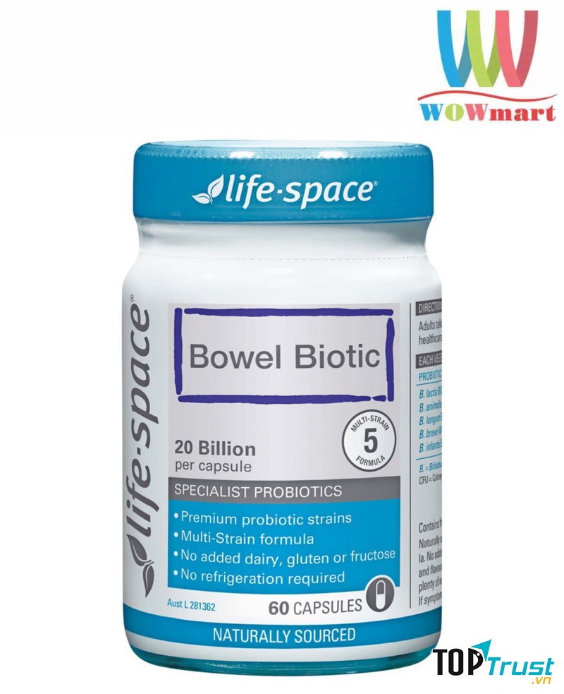 Men vi sinh 20 tỷ lợi khuẩn Life Space Bowel Biotic 60 viên