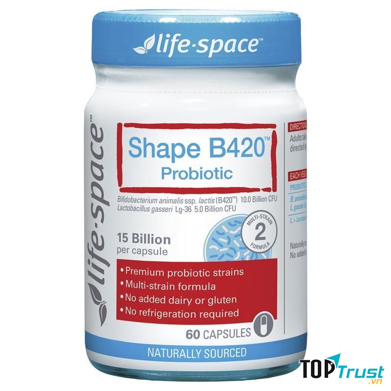 Men vi sinh 15 tỷ lợi khẩn Life Space Shape B420 Probiotic 40 Capsules