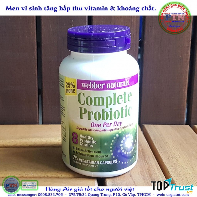 ﻿Men vi sinh Webber naturals Complete Probiotic 60 viên