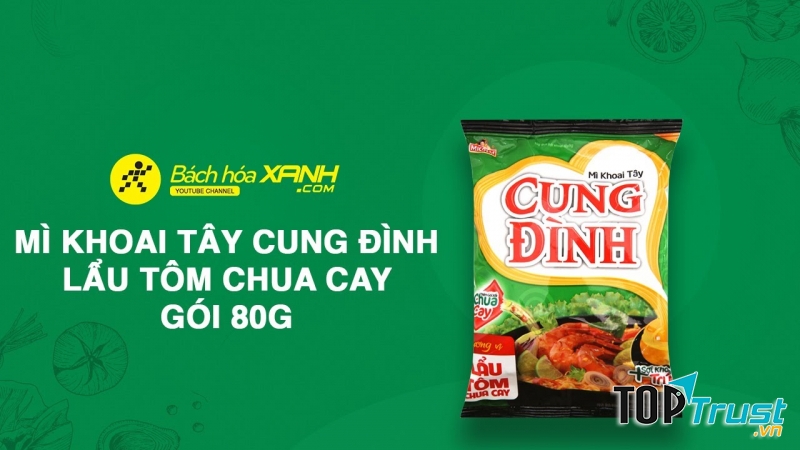 Thùng 30 gói mì khoai tây Cung Đình lẩu tôm chua cay 80g