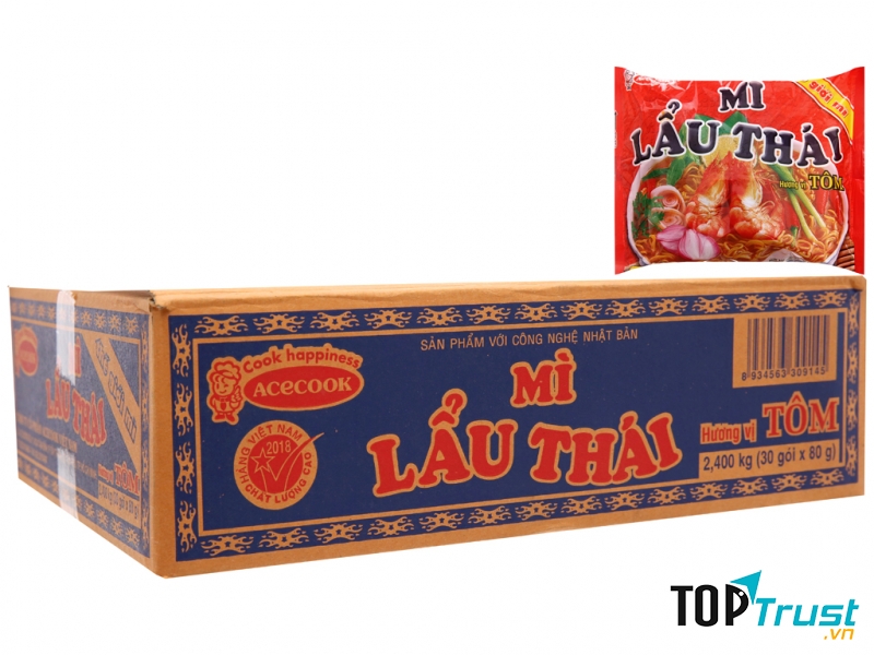 Thùng 30 gói mì Lẩu Thái tôm 80g