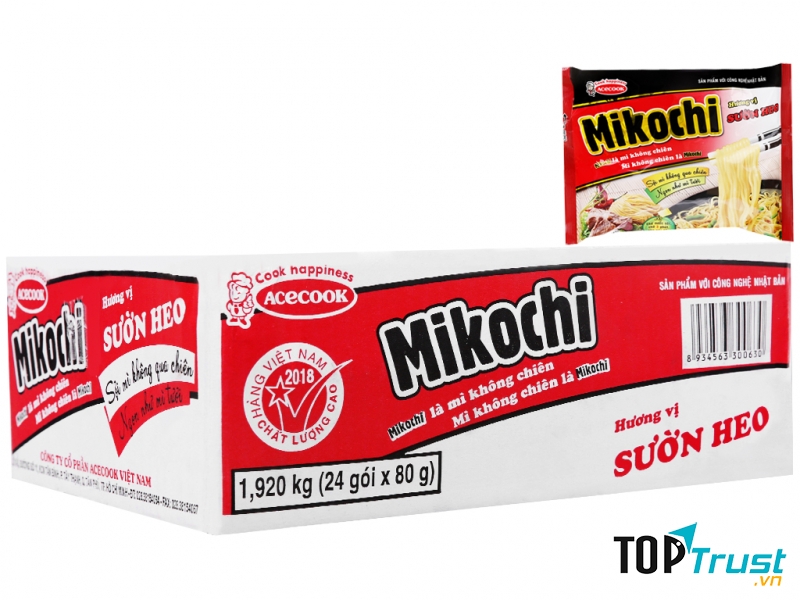 Thùng 24 gói mì không chiên Mikochi sườn heo 80g