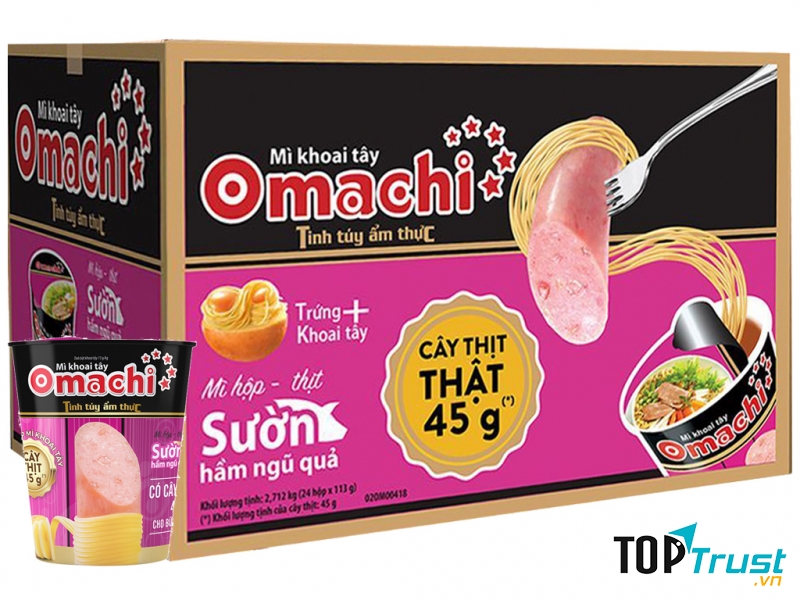 Thùng 24 ly mì khoai tây Omachi sườn hầm ngũ quả 113g