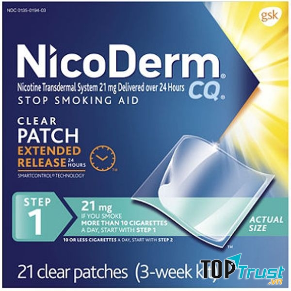 Miếng Dán Cai Thuốc Lá NicoDerm CQ Hiệu Quả (21 Miếng