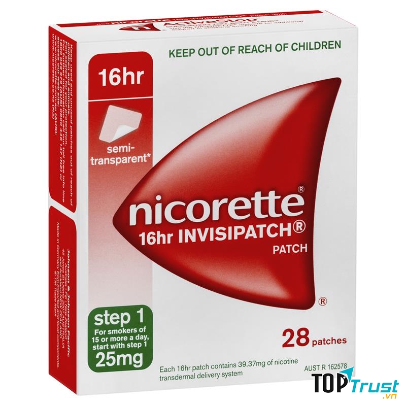 MIẾNG DÁN CAI THUỐC LÁ NICORETTE INVISPATCH 25MG 28 MIẾNG