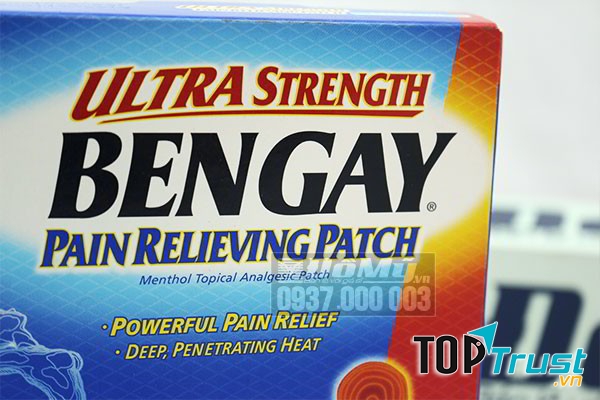 Miếng dán giảm đau cỡ lớn BenGay Ultra Strength Pain Relieving Patch 4 miếng của Mỹ