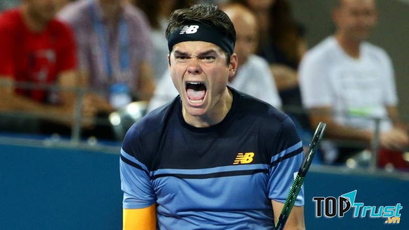 Raonic có những pha giao bóng đầy uy lực