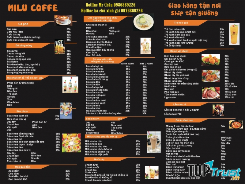 Milu Coffee luôn phục vụ khách hàng tận tâm, luôn tạo ra những loại đồ ăn ngon nhất để phục vụ quý khách hàng