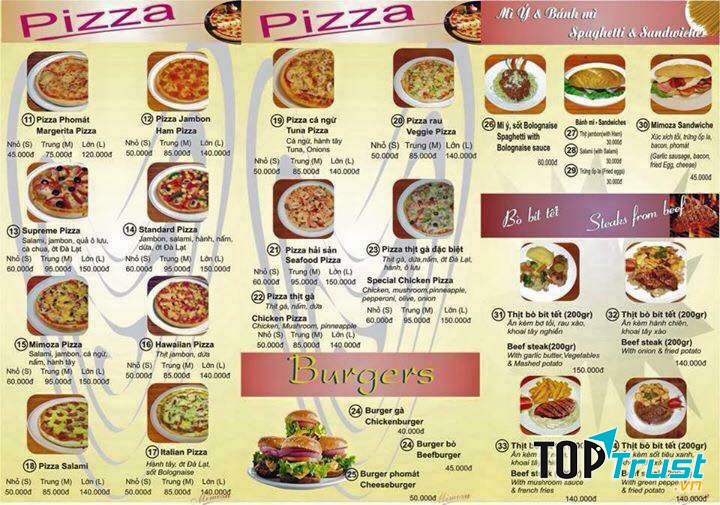 Menu của Mimoza pizza Thái Bình
