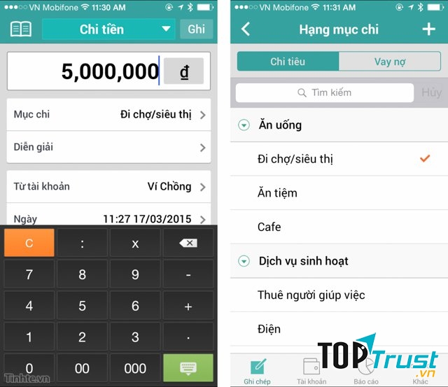 Ứng dụng quản lý tài chính Misa