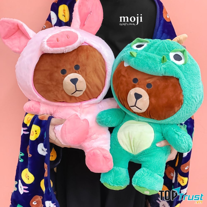 Chăn mền kèm gối gấu bông Gấu nâu Cosplay Animals ngồi cute