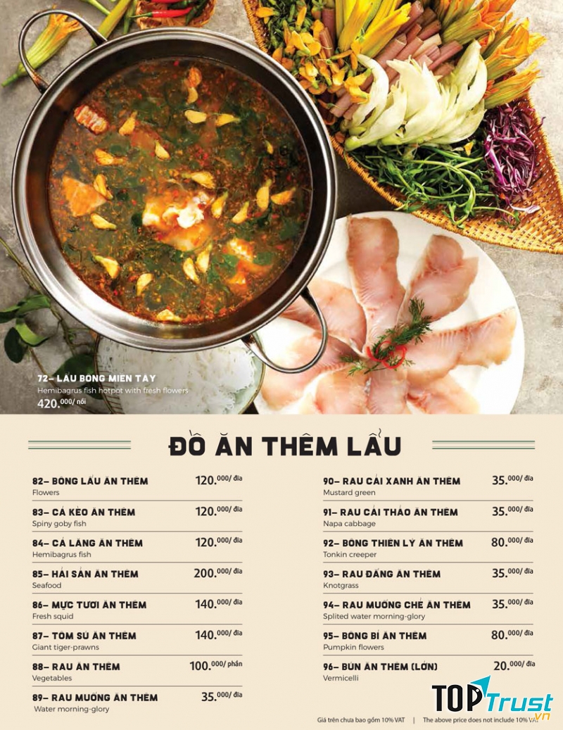 Menu đa dạng những món nam bộ