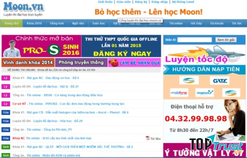 Website luyện thi đại học Moon.vn