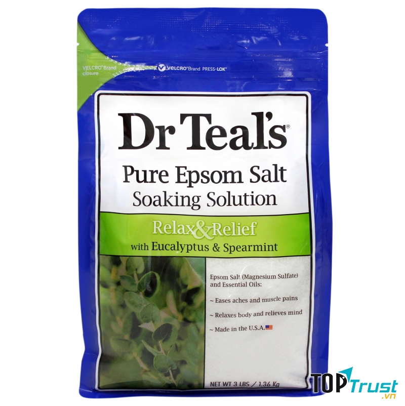 Dr Teal's Epsom Salt Soaking Solution hương bạch đàn và bạc hà tạo cảm giác thư giãn