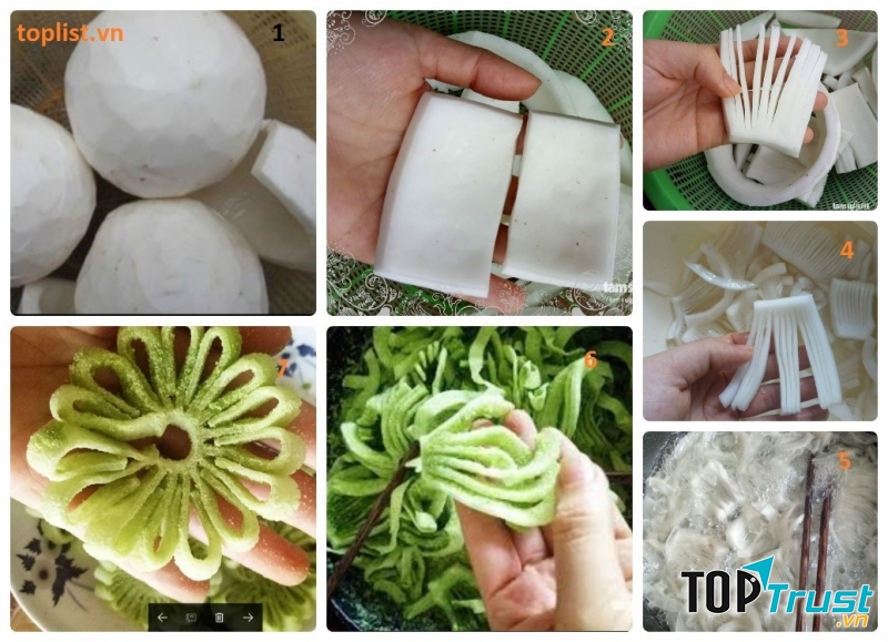 Cách làm mứt dừa hình hoa cúc