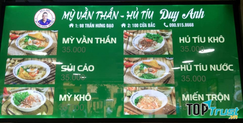 Mì vằn thắn, hủ tiếu Duy Anh 100 Cửa Bắc