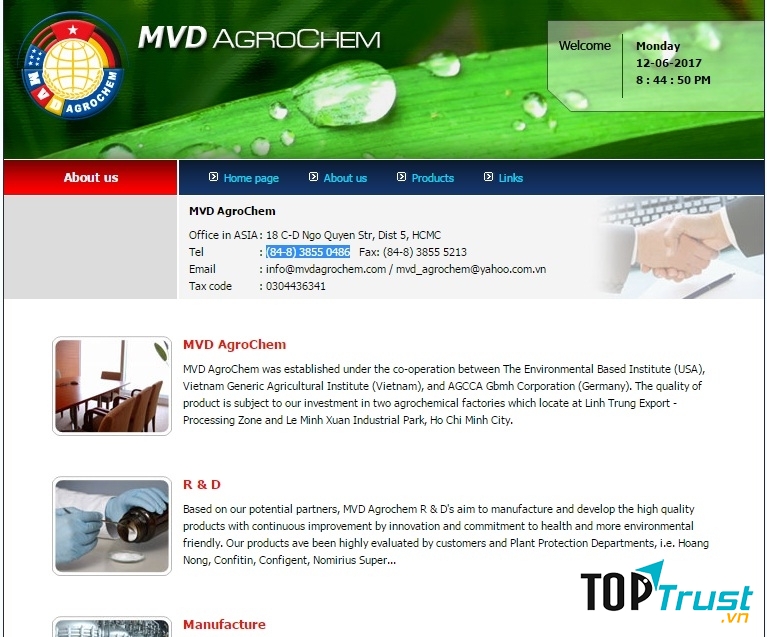Website của Công Ty Cổ Phần Hóa Nông Mỹ Việt Đức