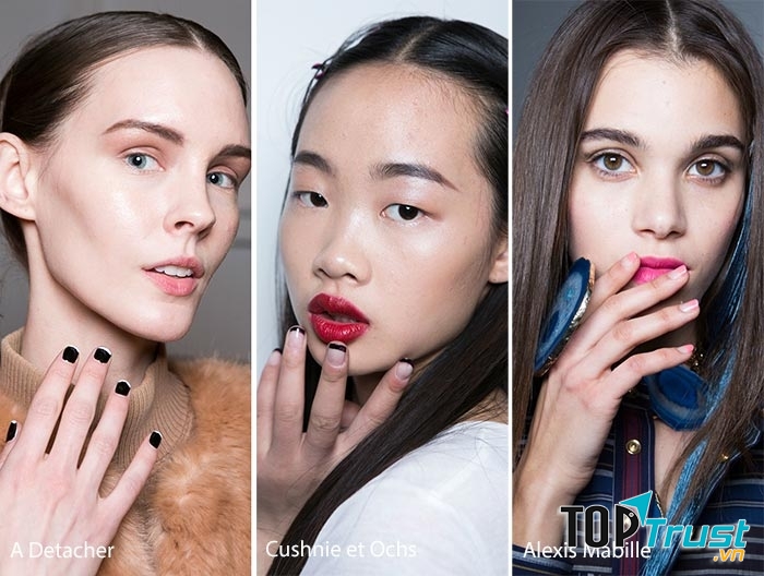 Nhà thiết kế Cushnie et Ochs , đầu móng được tách nhờ màu đen và bóng, sự kết hợp khá đáng yêu và rất rất hoàn hảo