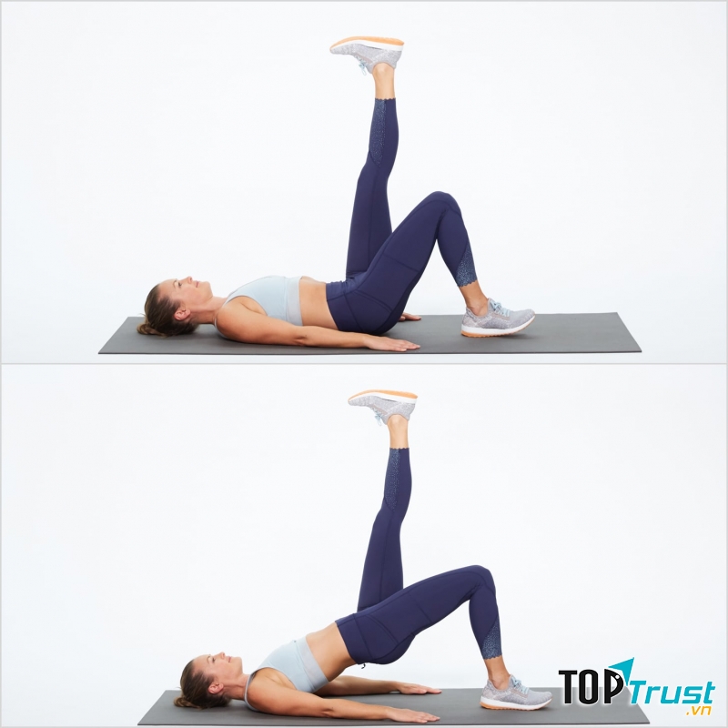 Nằm nâng hông 1 chân - Single Leg Glute Bridge